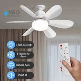 Yeo Aydınlatma LED Işık ve Fan Sessiz 3 Renk Modu ve 3 Hız Modu Kumandalı Tavan Vantilatörü - Beyaz