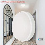 Yeo Aydınlatma Modern Yuvarlak Tavan Armatürü - Suya Dayanıklı Banyo ve Koridor Lambası, Dekoratif Beyaz Glop Aydınlatma - Beyaz-6500K