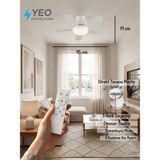 Yeo Aydınlatma Sessiz Tavan Vantilatörlü Avize - 3 Renk LED Aydınlatmalı, Kumandalı, Zamanlayıcılı Modern Mutfak ve Yatak Odası Fanı - 45 cm - Beyaz