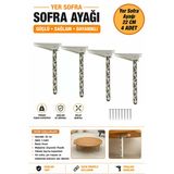Yer Sofrası Ayağı 22 Cm Krem 4’Lü Set – Katlanabilir Plastik Masa Ve Tabla Ayağı, Montaj Vidaları