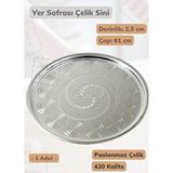 Yer Sofrası Sini 61 Cm Çelik Tepsi Tepsi Paslanmaz Gümüş