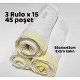 Yerli Çöp Poşeti Büzgülü Çöp Torbası - 55CMX43CM - Kedi Kumu Poşeti 3X15 Toplam 45 Poşet