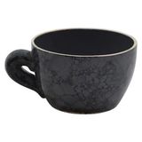 Yerli Fincan Formlu Seramik Saksı 20x13 cm - Dekoratif Modern Tasarım Çiçek Saksısı - Antrasit
