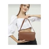 Yerli Kadın Çanta Taba Renk Kapaklı Baget Çanta Classico Baget Modeli
