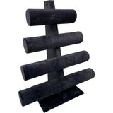 Yerli Süet Kumaş Dört Kademeli Siyah Bileklik Saat 38/34 cm - Ahşap