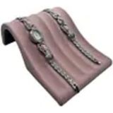 Yerli Süet Kumaş Pembe Renk Bileklik ve Künye Standı 16/11,5 cm - Ahşap - Bej