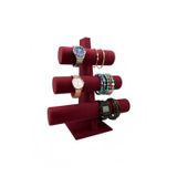 Yerli Üretim Süet Kumaş Bordo Renk Üçlü Kademeli 30/26 Cm Bileklik-saat Sergileme Standı