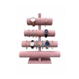 Yerli Üretim Süet Kumaş Pembe Renk Dört Kademeli 38/34 Cm Bileklik-saat Sergileme Standı