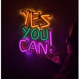 Yes You Can Neon Metal Tabela, Alıntılar Neon Tabela, LED Neon Tabela, GYM Oda Dekoru, Oyun Odası Neon Duvar Sanatı (Uzaktan Kumandalı)