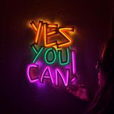 Yes You Can Neon Sign - Neon Duvar Sanatı, Neon Duvar Dekoru Sözleri Neon Tabela, LED Neon Tabela, Neon Tabela Çubuğu, GYM Neon Tabela, Oda Dekoru, Oyun Odası Neon Tabela, (Uzaktan Kumandalı)