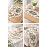 Yeshome Collection Goblen Sutaşı Kenarlı Runner & Amerikan Servis Seti 3 Parça – 40x90 Runner + 2 Adet 40 cm Yuvarlak
