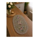 Yeshome Collection Royal Bouquet Şönilli Goblen 40x60 Oval Sehpa Örtüsü