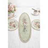 Yeshome Collection Vintage Bouguet Runner & Amerikan Servis Seti 3 Parça – 40x100 Runner + 2 Adet 40 cm Yuvarlak