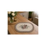 Yeshome Collection Vintaqe Bouquet Goblen 40x60 Oval Sehpa Örtüsü