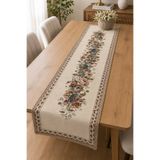 Yeshome Collection Vintaqe Bouquet Şönilli Goblen 40x170 Dikdörtgen Sehpa Örtüsü - Runner