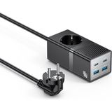 Yesi-Do MC35 2500W 1.5m Uzatma Kablosu, 2X18W USB & 2X20W Type-C ve USB Çıkışlı Siyah Priz Uzatıcı