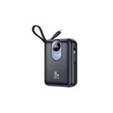 Yesido 20.000 mAh 35W Hızlı Şarj Destekli Dijital Göstergeli Çift Kablolu Powerbank, Siyah