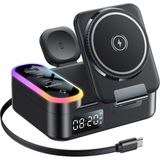 Yesido 8in1 65W Wireless Magsafe Kablosuz Şarj Standı Istasyonu Dijital Apple Watch Airpods 14 15 16 17 Pro Max Plus / DS38 - Siyah