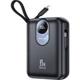 Yesido Dijital Göstergeli 20.000 Mah 35W Hızlı Şarj Destekli Kendinden Çift Kablolu Powerbank - Siyah