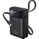 Yesido Dijital Göstergeli 20.000 Mah 65W Hızlı Şarj Destekli Dahili Type C Kablolu Laptop Şarj Edebilir Powerbank - Siyah