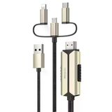 Yesido HM14 2m FHD 3in1 to HDMI Kablo - Gold