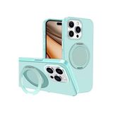 YESIDO iPhone 16 Pro Max Uyumlu Kılıfı MagSafe Destekli 360° Dönen Metal Halka Standlı Mat Renkli Kapak, Mavi, Tek Ebat, 86831408153320