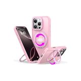 YESIDO iPhone 16 Pro Max Uyumlu Kılıfı MagSafe Destekli 360° Dönen Metal Halka Standlı Mat Renkli Kapak, Pembe, Tek Ebat, 86831408153322
