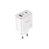 Yesido YC70 1 Adet 65W Type-C / 1 Adet 30W USB ve 1 Adet 45W Lightning Çıkışlı Ekstra 2M Type-C to Ligtning Kablolu GAN Hızlı Şarj Cihazı - Beyaz