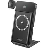 Yesido YP69 10.000 Mah LED Taşınabilir Stand Özellikli Powerbank 20W 3in1 Telefon Saat Kulaklık Kablosuz Magsafe Şarj - Siyah