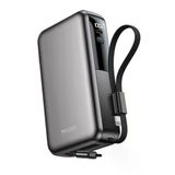 Yesido Yp90 Dijital Göstergeli 10.000 Mah 22.5W Pd Hızlı Şarj Destekli Makaralı Type C Ve Lightning Kablolu 5İn1 Powerbank - Siyah