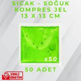 Yeşil 13X13 Cm 50 Adet Soğuk Kompres Jel Buz Aküsü Soğuk Zincir Buz Jeli Buz Torbası Strafor Kutu İçi Jel