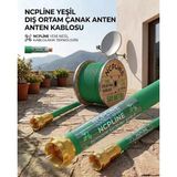 Yeşil 15 Metre Uydu Çanak Anten Kablosu Rg6 U6 Kaliteli Hazır Uçlu Tak Çalıştır İç Dış Mekan
