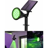 Yeşil 18 LED Spot Güneş Enerjili Bahçe Aydınlatma Lambası, Fotoselli, Spike Aplik, 18W Su Geç