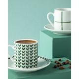Yeşil 4'lü 80ML Porselen Kahve Fincan Takımı, 2 Kişilik Set - Seçenek 1