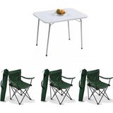 Yeşil 60X80 Katlanır Masa + 3 Adet Kamp Katlanır Sandalye Piknik Plaj Set - Çok Renkli - Genel