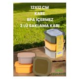 Yeşil Adım 10x13 Cm Kare Bpa Içermez 3 Lü Saklama Kabı