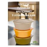 Yeşil Adım 10x13 Cm Yuvarlak Bpa Içermez 3 Lü Saklama Kabı