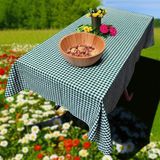 Yeşil Beyaz Pötikare Pamuk Dokuma Çevre Dostu Kamp Karavan Masa Örtüsü 150 cm - 150 x 100 cm