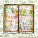 Yeşil Broken Flowers 12'li Washi Tape Seti - Botanik Desenli Dekoratif Kağıt Maskeleme Bandı