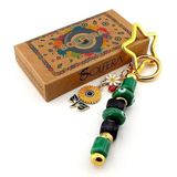 Yeşil Cam Nazar Boncuklu Çanta Süsü Ay Çiçeği Charm Anahtarlık KY061