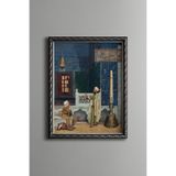 Yeşil Cami'de Kur'an Dersi - Vintage Desenli Çerçeve, Gümüş, 30 x 40
