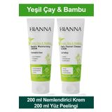Yeşil Çay ve Bambu özlü Nemlendirici Krem ve Peeling Seti 200+200