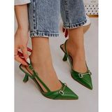Yeşil Deri (Moss) Toka Detay Kadın Stiletto