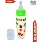 Yeşil Desenli Cam Biberon 250 Ml, Sağlıklı ve Güvenli Bebek Beslenmesi - Ahşap