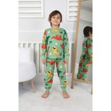 Yeşil Dinozor Desenli Erkek Çocuk Pijama Takımı