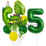 Yeşil Dinozor Temalı 5 Yaş Folyo Balon Seti Doğum Günü Dekorasyonu