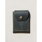 Yeşil Erkek Cüzdan Hakiki Deri El Yapımı Nakit Bölmeli Kartlık | Minimal Boyut / Çıtçıtlı Kapama