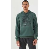 Yeşil Erkek Kamuflaj Desen Baskılı Standart Kalıp Kapüşonlu Sweatshirt-87884