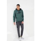 Yeşil Erkek Kanguru Cep Standart Kalıp Kapüşonlu Sweatshirt-87883