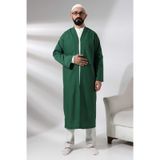 Yesil Erkek Namaz Elbisesi V Yaka Dugmesiz Onu Acik Namaz Cubbesi